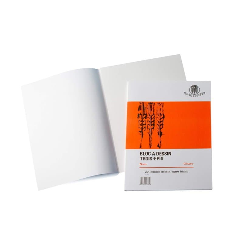 GPV - 1 Bloc de dessin - Format A4 (210x297 mm), sans fenêtre, qualité papier blanc : 120 g/m2