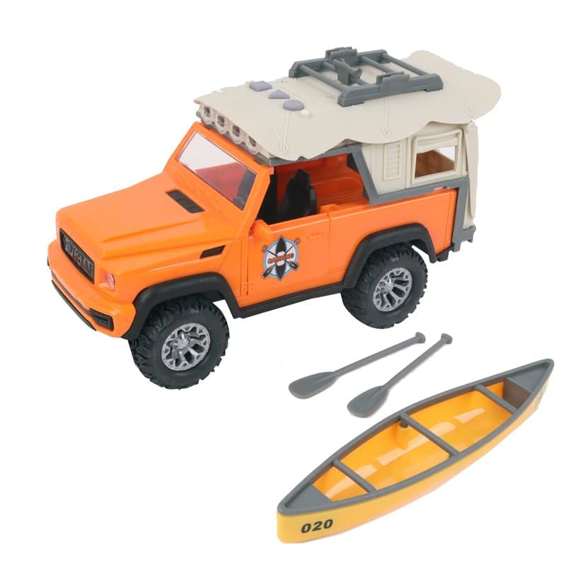 TURBO CHALLENGE - Tout Terrain avec Kayak - Cap Aventure - 021231-1/16 - Prêt à Rouler - Piles Incluses - Voiture Friction - Ora