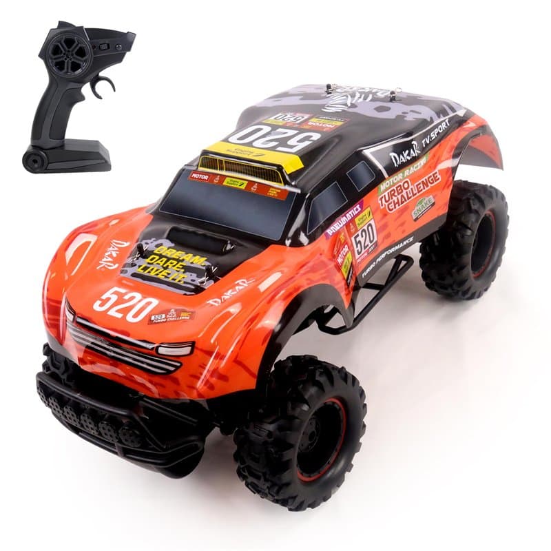 TURBO CHALLENGE - Voiture Licence Dakar - Rally - 098412 - Voiture Télécommandée - Orange - 1/10 - Prêt à Rouler - Batterie Rech