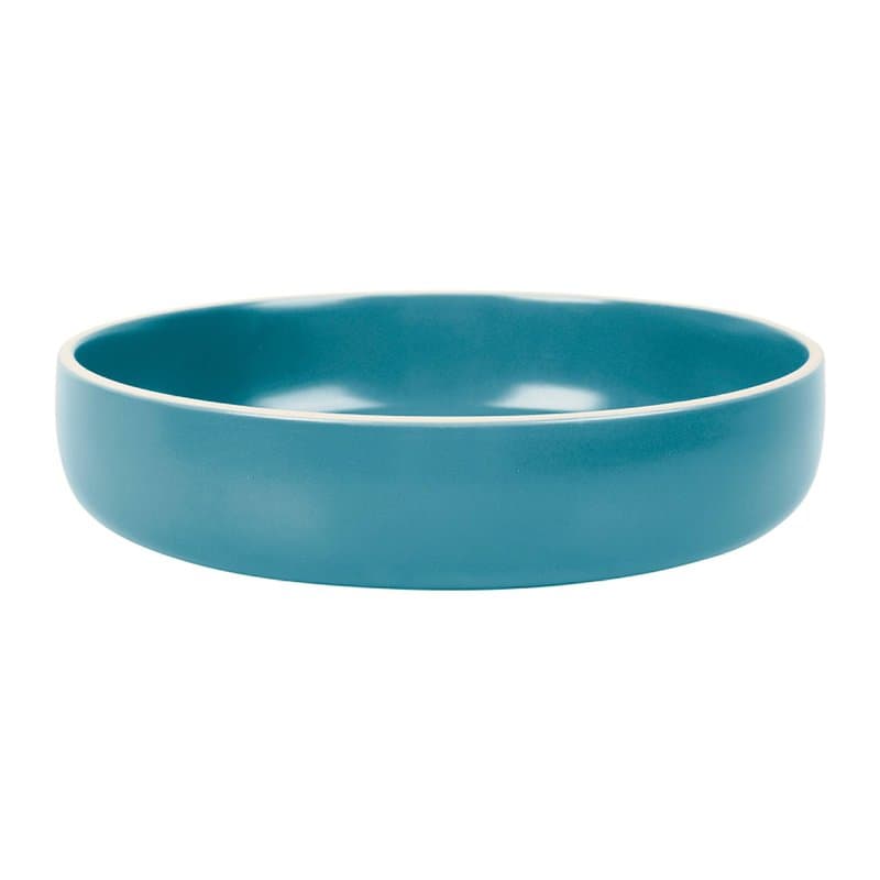 GENEVIEVE LETHU 536317 Assiette Creuse Modèle AEKI Ø 20,5 cm - Assiette à Soupe d'inspiration scandinave Bleu en Grés
