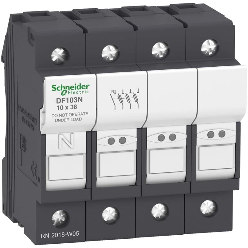 Schneider Electric - TeSys - porte-fusible - 3P/N - 32A - pour fusible 10x38mm - DF103N