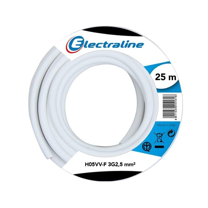 Electraline 20607088J Couronne de câble H05VV-F pour rallonge 25 m section 3G2,5 mm²