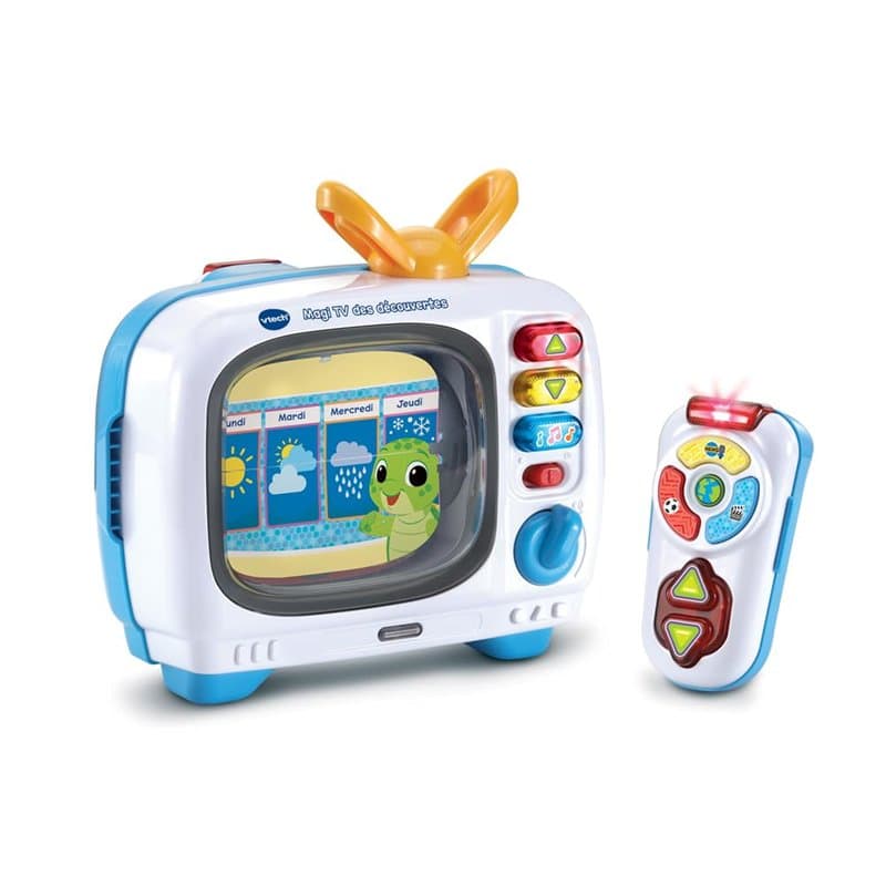 VTech - Magi TV des Découvertes - Télé Bébé Musicale avec Télécommande Bébé Jouet Interactif, Effets Lumineux - Jouet Parlant Bi
