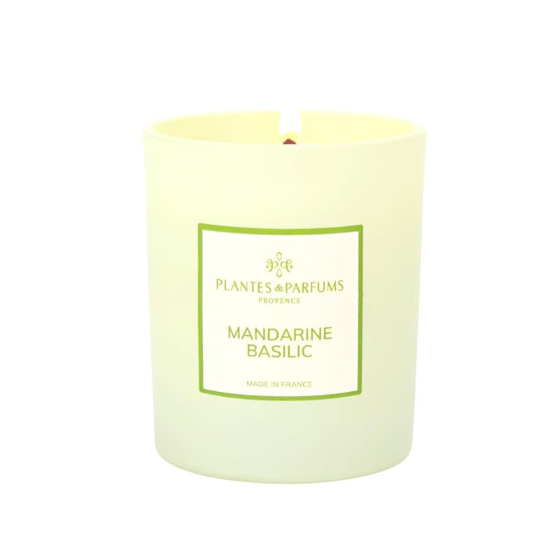 Bougie Parfumée Mandarine Basilic 180g – Cire de Soja 100% Végétale – Fabriquée en France – Mèche Coton – Senteur Agrumes & Jasm