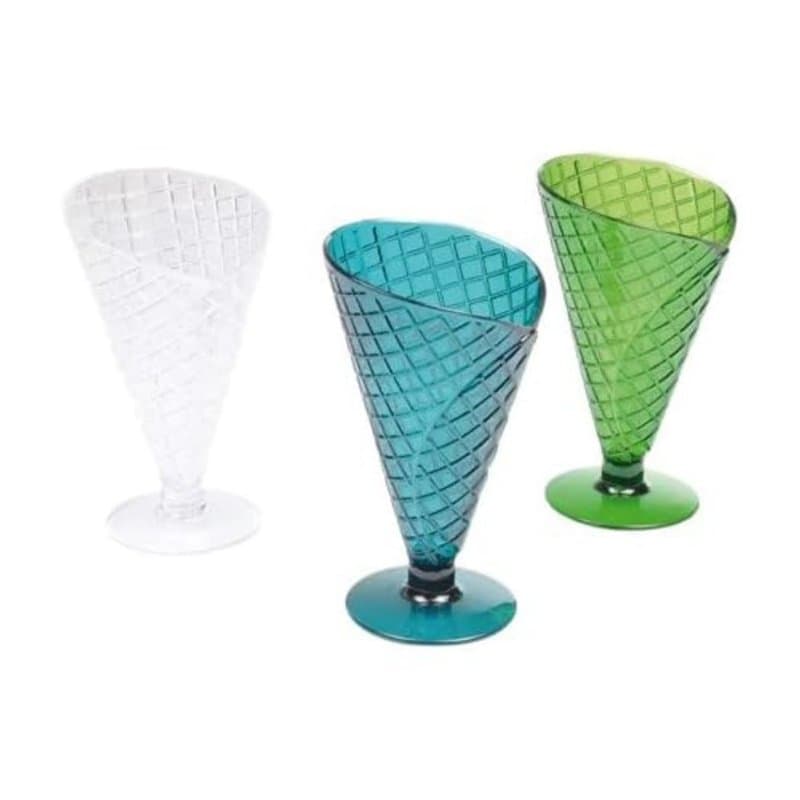 Homéa, Set de 3 Coupes Acrylique Forme Cornet 220Ml - 3 Couleurs Ass - PS - H16,5 cm, Assortis