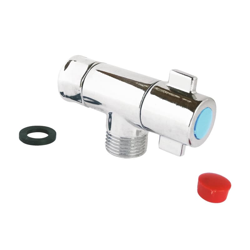 SOMATHERM FOR YOU, Robinet d'arrêt sous lavabo design compact, monobloc en laiton chromé, écrou tournant 3/8", sortie mâle 3/8",