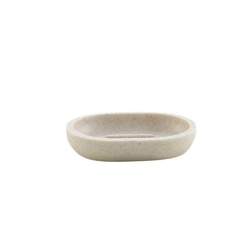 douceur d'intérieur, Porte-Savon (12 x 8,5 x 2 cm) Granite Sable, Polyrésine Unie