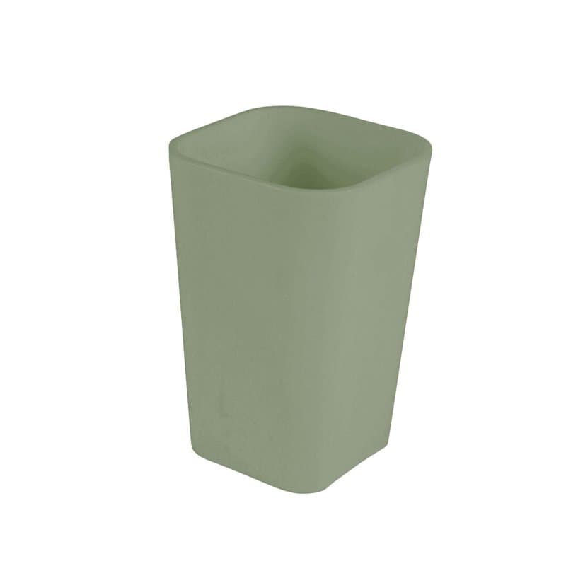 Douceur d'Intérieur, Gobelet (7,3 x 7,3 x 11 cm) Vitamine Sdb Sauge, Plastique Uni Soft Touch