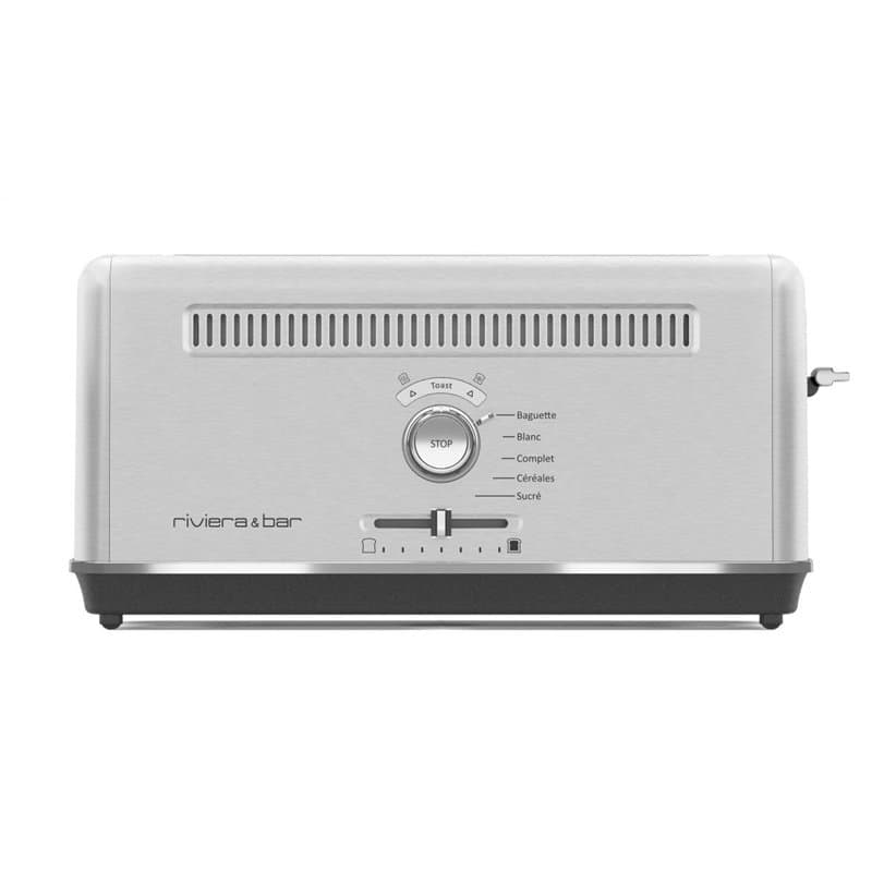 Riviera-et-Bar, QGP660, Grille-pain Expert Inox Satiné 1010W Fente Extra-Longue 26 cm 5 Programmes 7 x de Dorage Tiroir Ramasse-