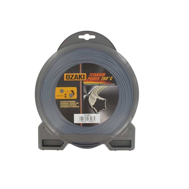 OZAKI - Fil Nylon TITANIUM POWER - Ø 2,4mm - L 97m - Fil Haute Performance - Profil Pentagonal - Coupe Nette Et Précise - Effica