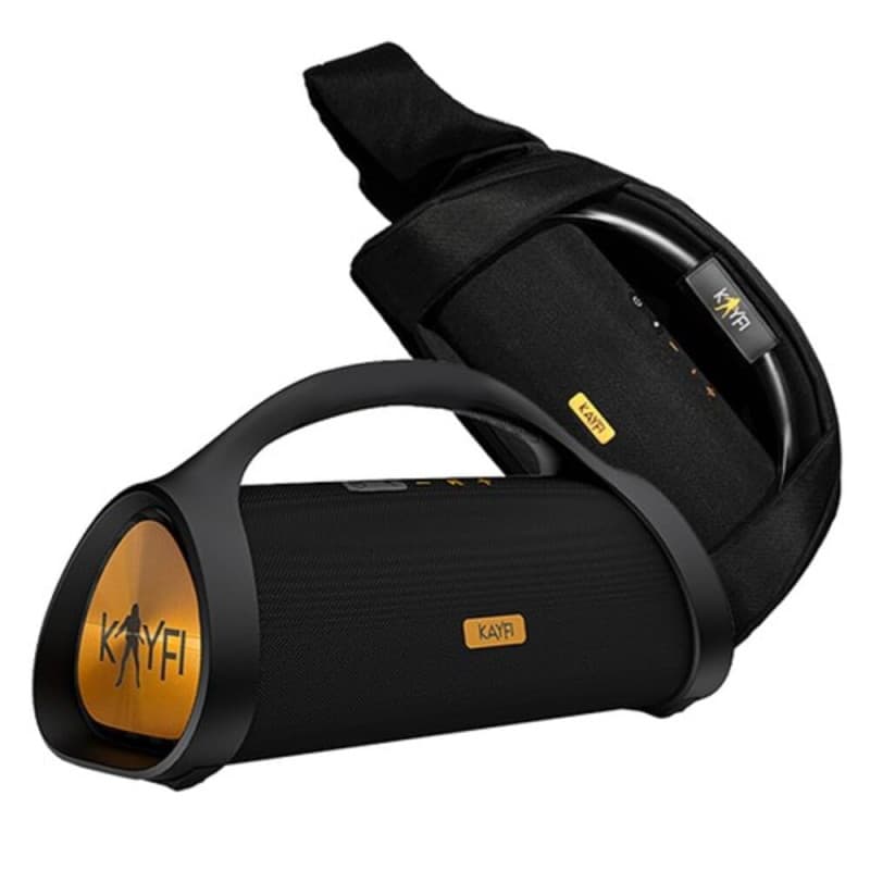 KAYFI K55 Enceinte Bluetooth Portable, 60W RMS, IPX7, Autonomie 25h, avec Sac de Transport, Noir