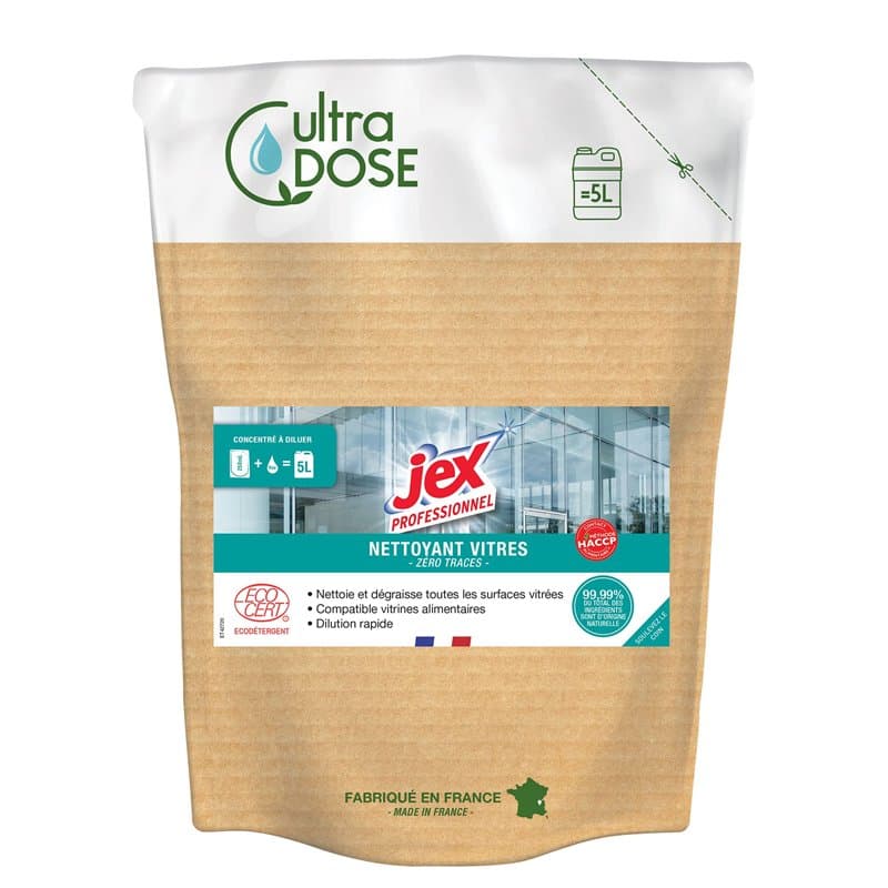 JEX Professionnel- Ultra dose nettoyant vitres -Nettoie et dégraisse -99,99% naturelle -Format écologique et économique - Contac