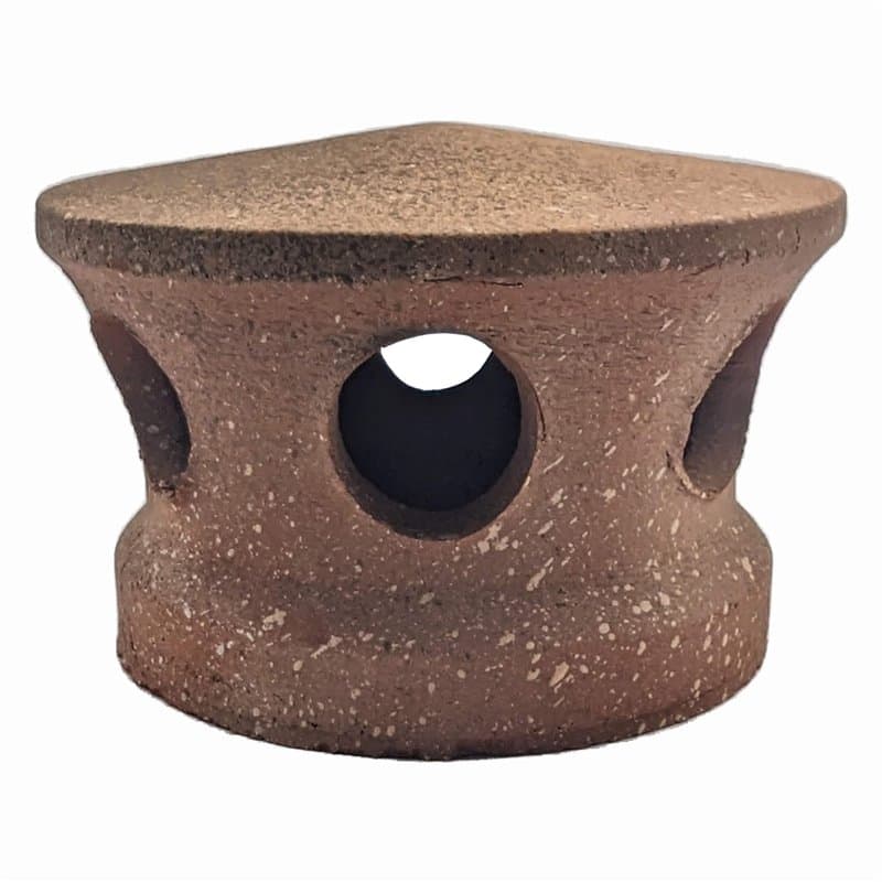 Lanterne de toiture en terre cuite rouge clair tacheté noir et blanc, Chapeau pour tuile à douille, Passage tuyau d 125 mm