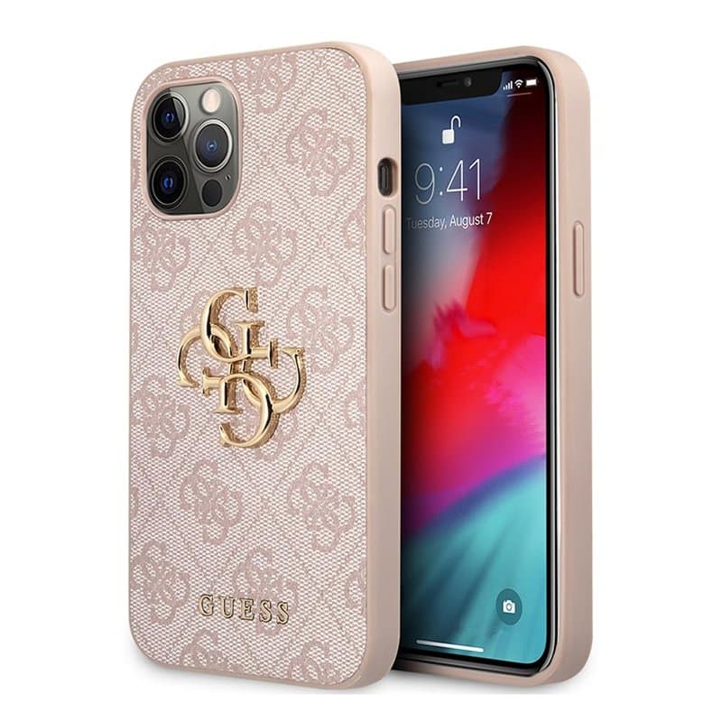 Guess Coque pour iPhone 12 Pro Max 6,7" Rose GUHCP12L4GMGPI 4G Big Metal Logo