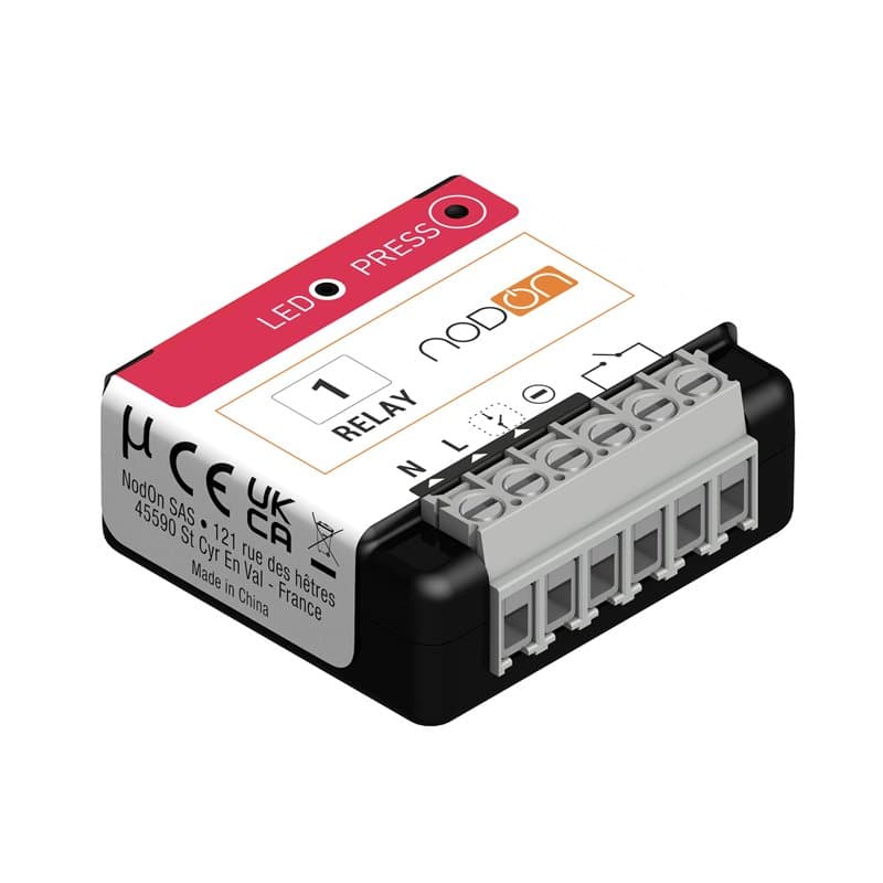 Nodon - Module Multifonction Zigbee 3.0, 1 canal contact sec, 1x16A, fonction Zero Crossing, installation possible au tableau él
