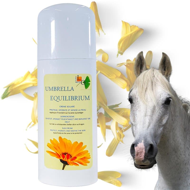 Umbrella Equilibrium -2en1 - Crème Protection Solaire UV et après Soleil Naturel pour Cheval - A Base de Calendula, Carotte, ger