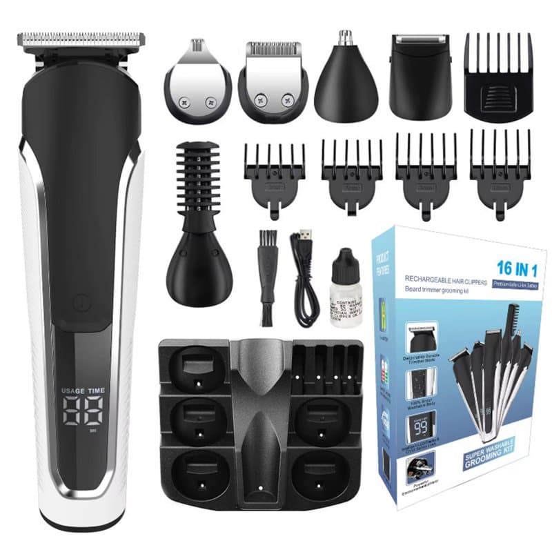 Tondeuse barbe & cheveux rechargeable 8988T – Multifonction, sans fil, avec accessoires