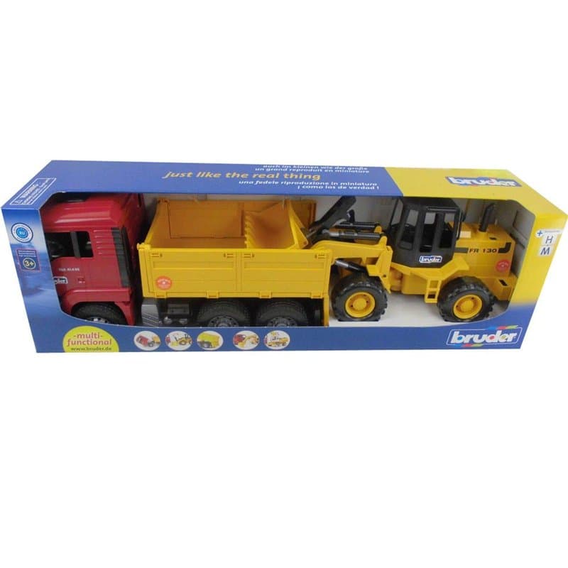 Bruder - 2752 - Véhicule Miniature - Camion Benne MAN avec Chargeur articulé FR130