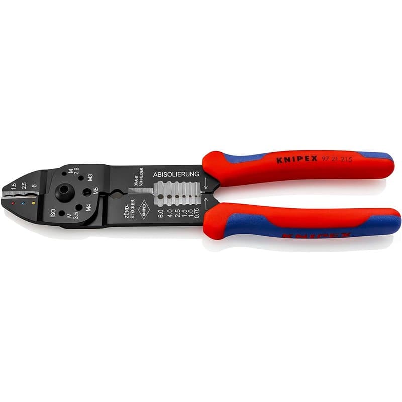 Knipex Pince à sertir noire laquée, avec gaines bi-matière 230 mm (carte LS/blister) 97 21 215 SB