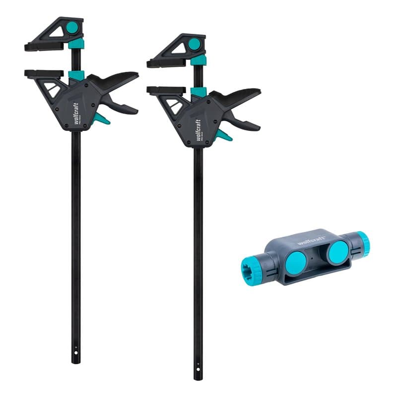 wolfcraft 8663060 - Kit de Serre-Joints à une main XL PRO MAX + Connecteur - Saillie 110mm - Force de serrage 250kg - Ouverture