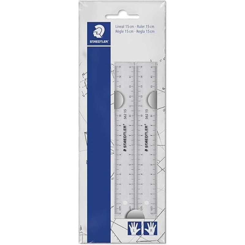 Staedtler 562 - Polybag 2 Règles Plates Transparentes 15 Cm Pour Gauchers & Droitiers