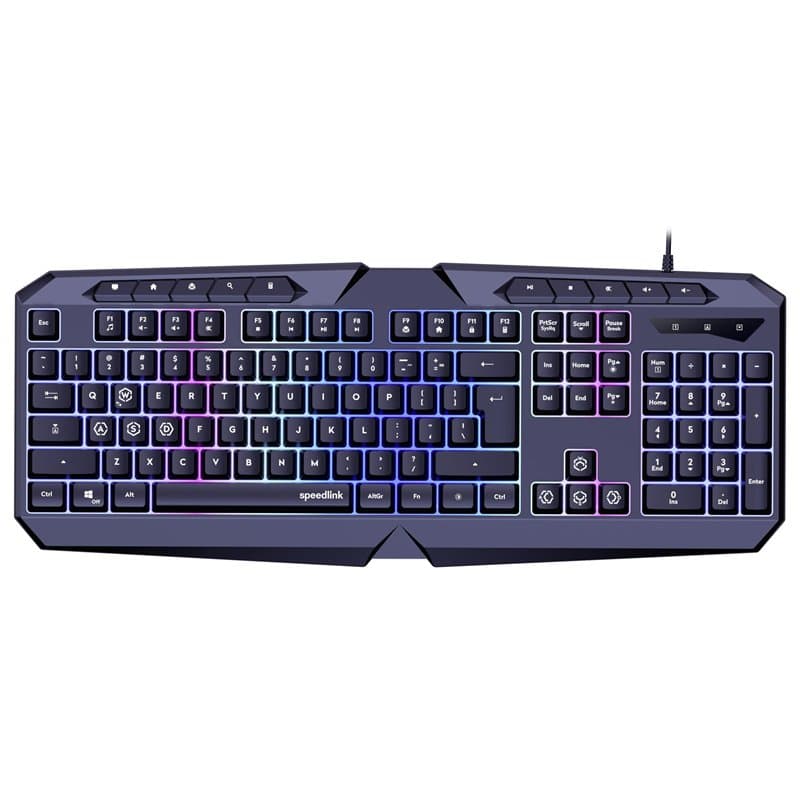 Speedlink LUDICIUM RGB Rainbow Gaming Keyboard - Clavier de Jeu RGB avec câble, Layout américaine QWERTY, Verrouillage des Touch