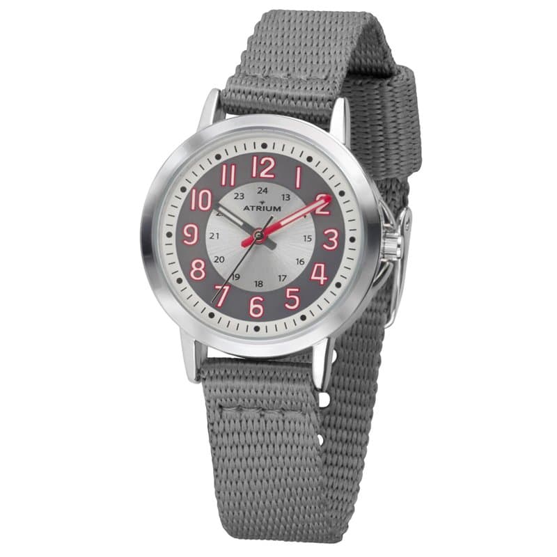 Atrium Montre-bracelet analogique à quartz pour enfant - Avec bracelet en nylon - Gris acier argenté - A46-10, gris, Classique