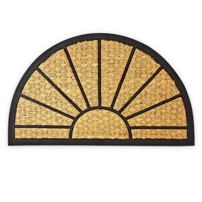 Relaxdays Paillasson fibres de coco Tapis de sol porte d’entrée forme demi-lune 75 x 45 cm dessous antidérapant caoutchouc PVC e