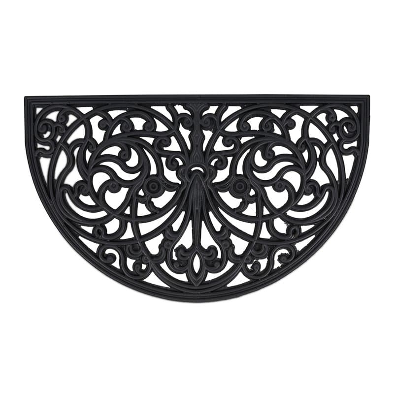 Relaxdays Paillasson Caoutchouc, 75 x 45 cm, antidérapant, résistant, extérieur, Tapis d’entrée, Ornements, Noir