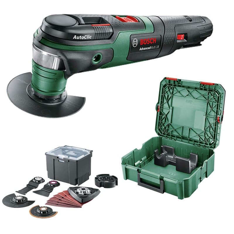 Bosch Home and Garden Découpeur-ponceur - AdvancedMulti 18 (sans batterie, système 18 V, Set Universel d’accessoires, dans une S