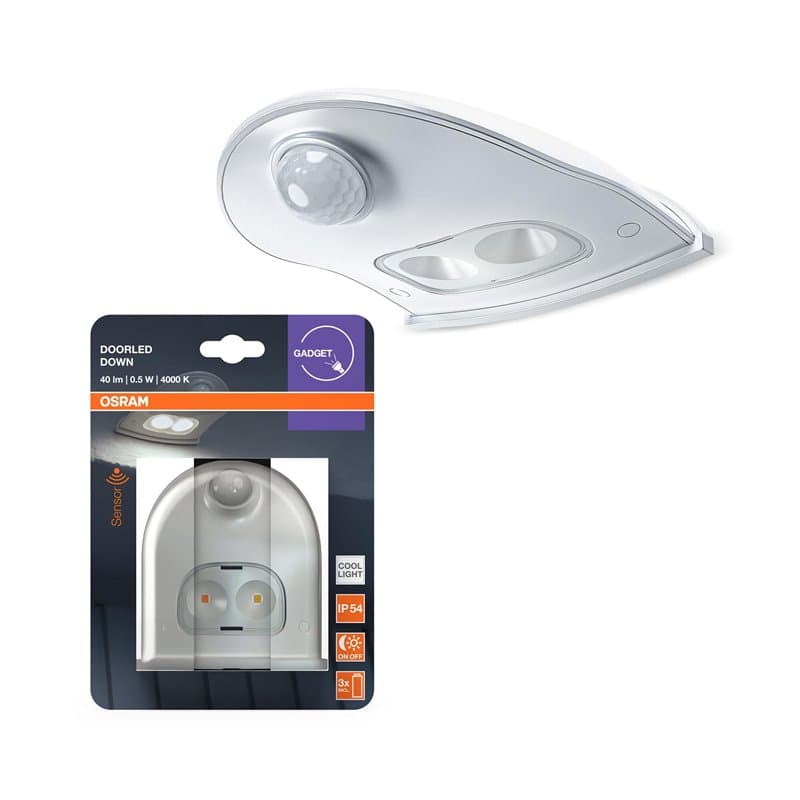 OSRAM Door LED avec détecteur de mouvement, fonctionne sur batterie, 4000K, 40lm, 0,95W, IP54, blanc, éclairage vers le bas, con