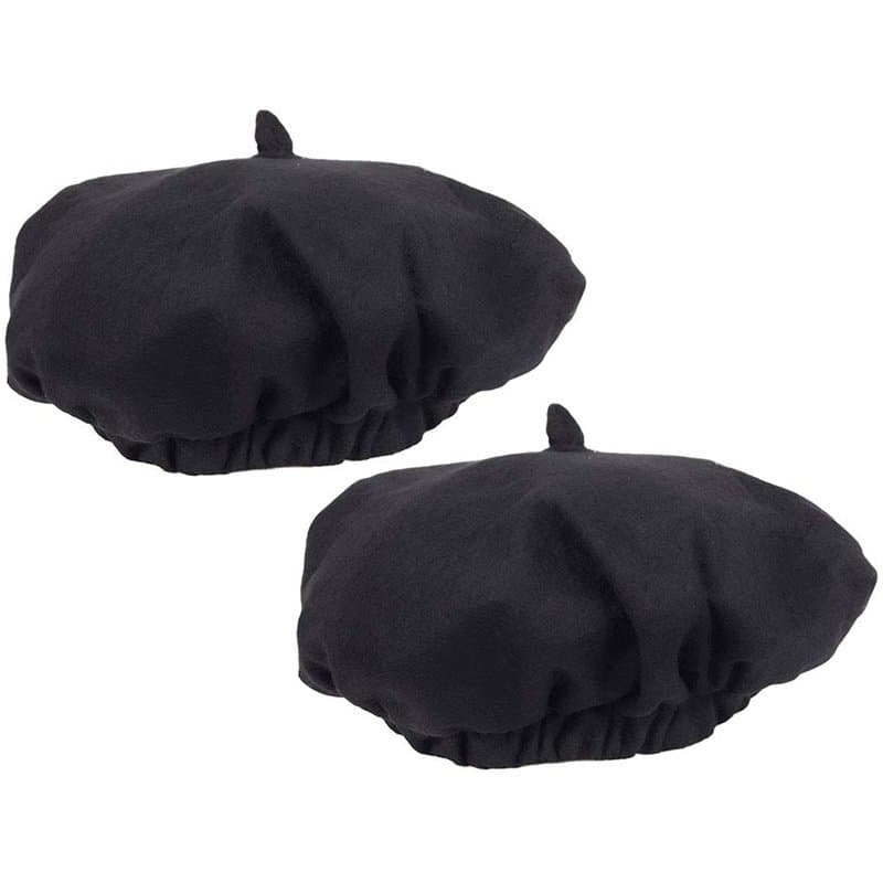 com-four® 2X béret Noir, pour la Vie de Tous Les Jours, Carnaval, Carnaval, Halloween & soirées à thème, Béret en Taille Unique,