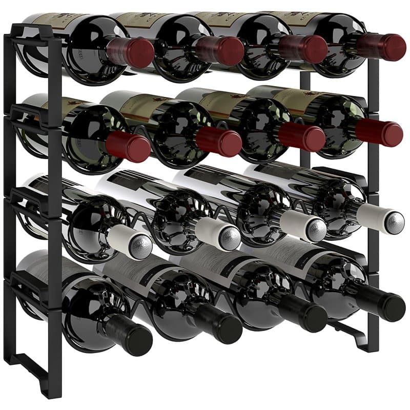 HOMCOM Casier à vin Casier à Bouteilles pour 16 Bouteilles de vin, Porte-Bouteilles Casier de Rangement en métal, casier à Boute
