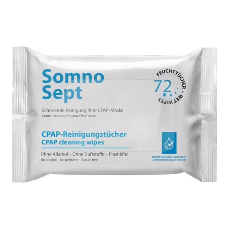 Lot de 72 lingettes de nettoyage CPAP - SomnoSept - Nettoyage rapide du masque CPAP - Pour un bon maintien du masque - Lingettes