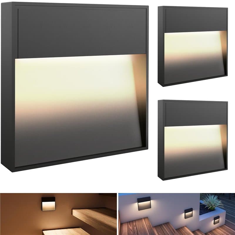 SSC-LUXon Eleva Lot de 3 Luminaires Appliques Murales LED Design Anthracite – Éclairage de Marche d'Escalier pour Intérieur et E