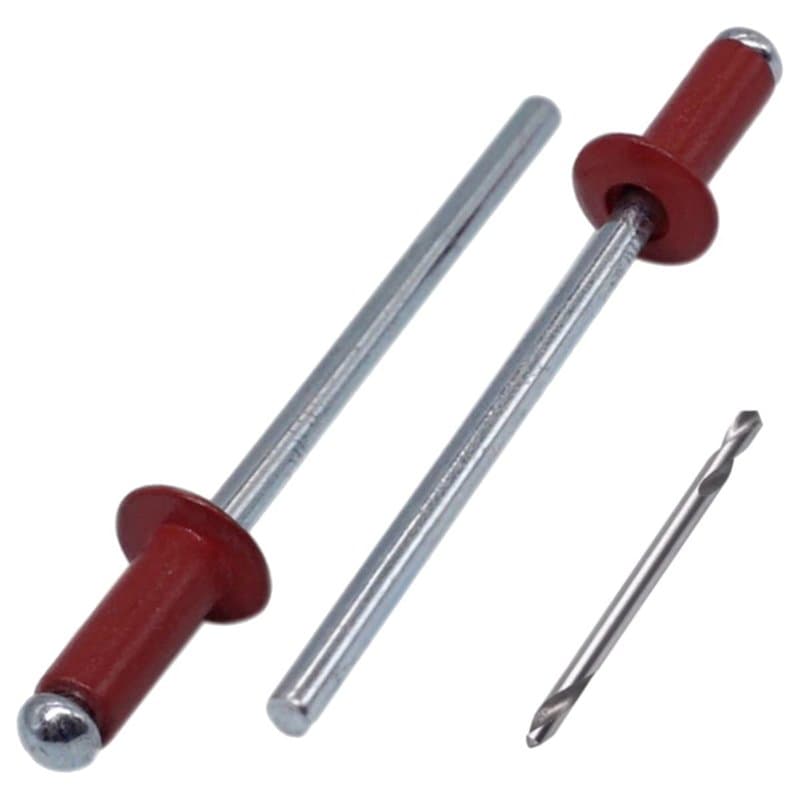 SKIR'CO Lot de 100 rivets aveugles peints 4,0 x 8 mm, rivets pop en aluminium, foret inclus (marron rouge RAL 3011)