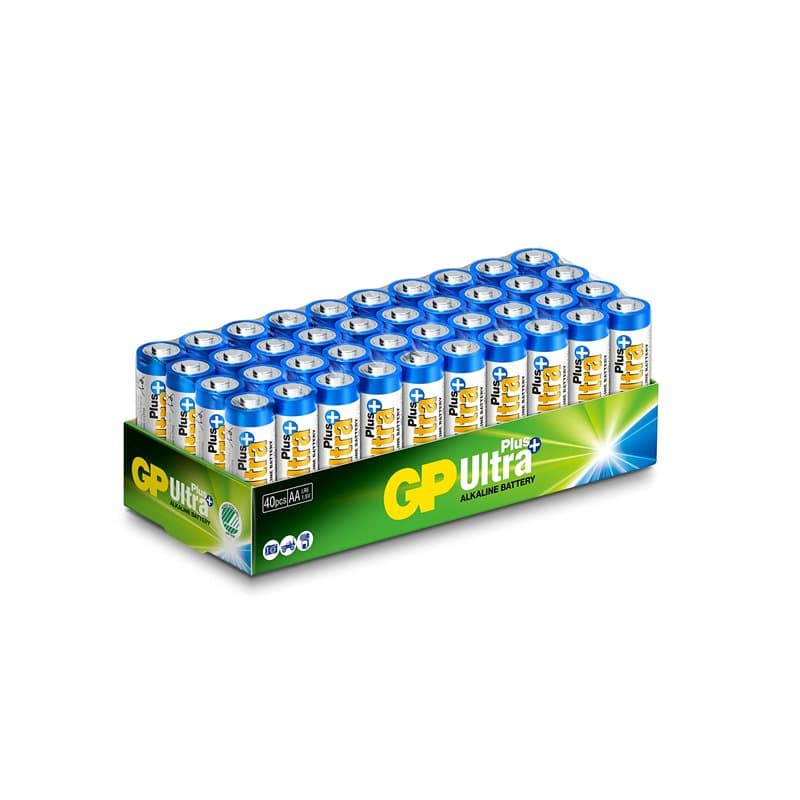 Piles AA - Pack de 40 | GP Ultra Plus | Piles Stilo AA Alcaline 1,5 V/LR06 - Longue durée de Vie