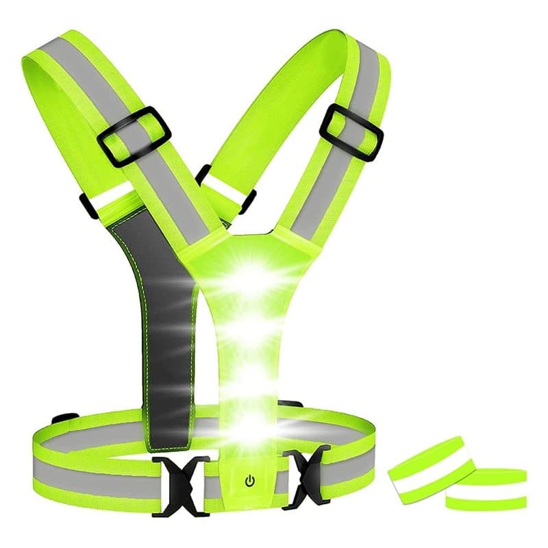 Pvczool Gilet de Course à LED, Gilet de SéCurité RéFléChissant à LED Haute Visibilité avec 2 Bandes RéFléChissantes pour Le Cycl