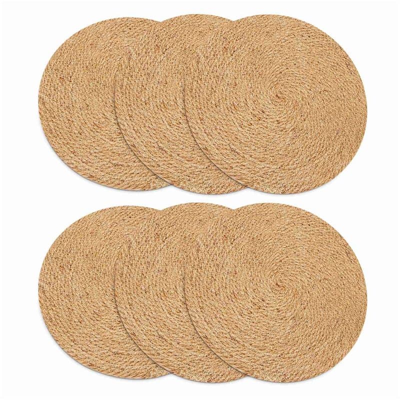 Luntfeiy – Ensemble de Sets de Table Ronds tressés, avec 6 Tapis Chauds épais naturels Faits à la Main, résistants à la Chaleur,