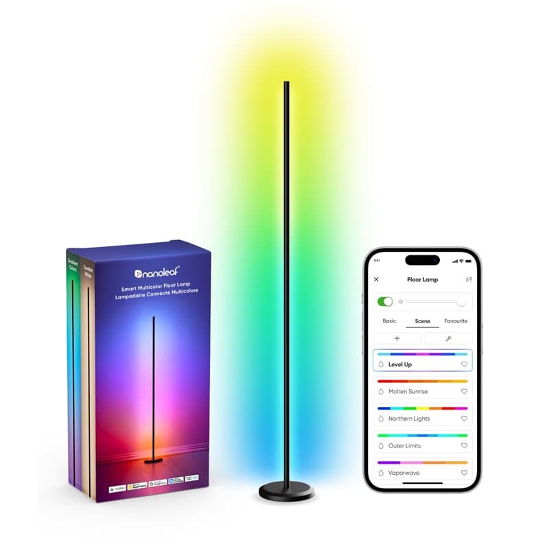 Nanoleaf Lampadaire LED RGB 1700lm, Lampe sur Pied pour Salon Compatible avec Alexa et Matter, Synchronisation Musicale, 16 Mill