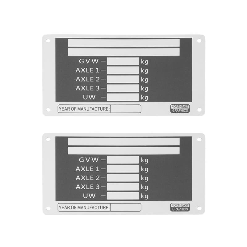 Briny River Lot de 2 plaques de poids vierges en alliage d'aluminium pour remorque 115 x 63,5 x 0,7 mm pour remorques à triple e