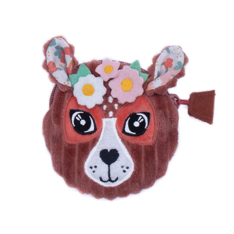 Les Déglingos Porte-Monnaie Petite Fille Mélimélos la Biche Pochette Enfant Bébé Motif Fleurs, Rose , 1 Ensemble