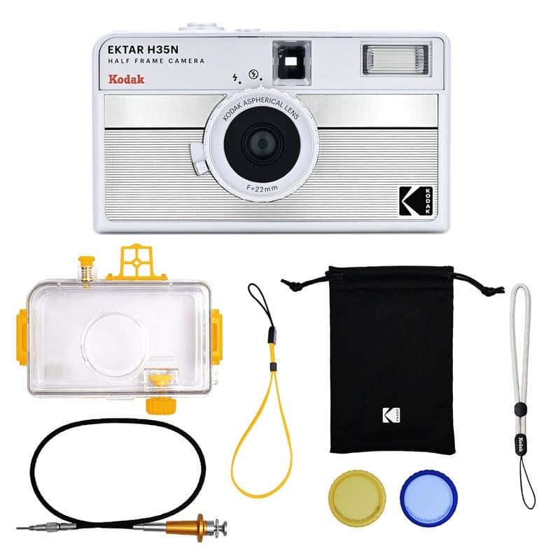 KODAK EKTAR H35N Kit Premium Appareil Photo Demi-Cadre, 35 mm, réutilisable, sans Mise au Point, Fonction Ampoule, Filtre étoile