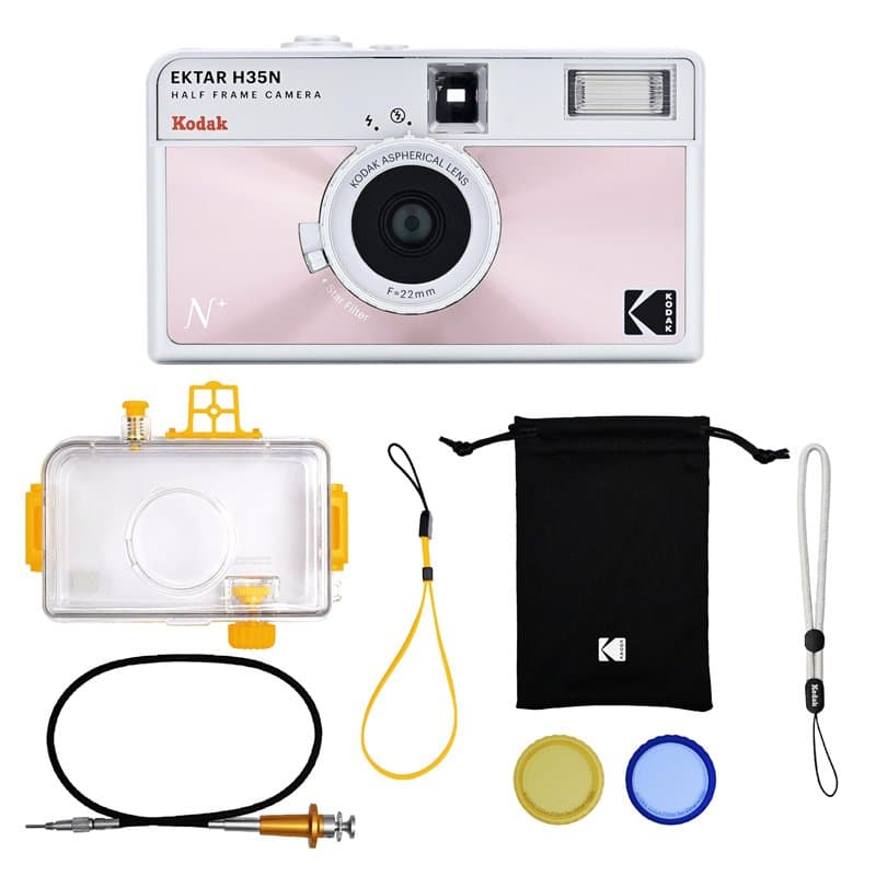 KODAK EKTAR H35N Kit Premium Appareil Photo Demi-Cadre, 35 mm, réutilisable, sans Mise au Point, Fonction Ampoule, Filtre étoile