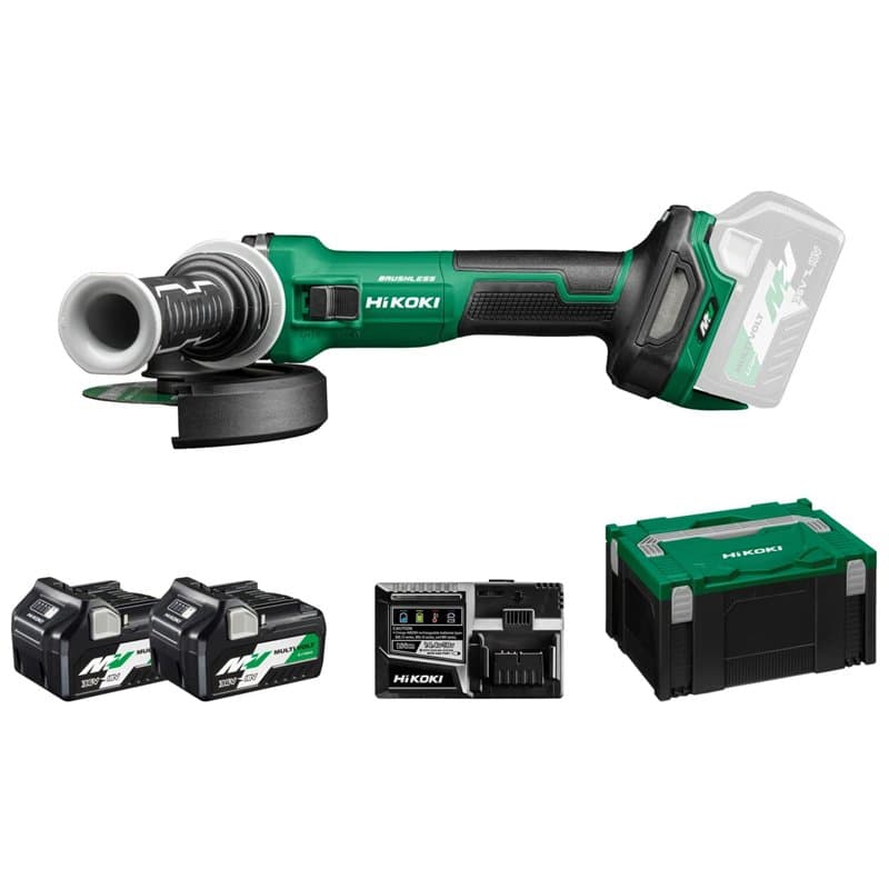 HIKOKI Meuleuse d'angle sans fil G3613DVEWQZ, (moteur brushless) 125 mm (2,5 Ah) dans HSC III (boîtier système HIK III) 36 V