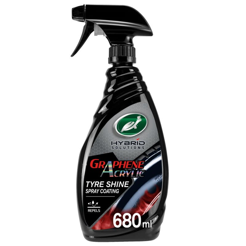 Turtle Wax Hybrid Solutions Spray Brillance Pneus Graphène Acrylique, 680ml, 1 Unité, Finition Noire Brillante Longue Durée, San