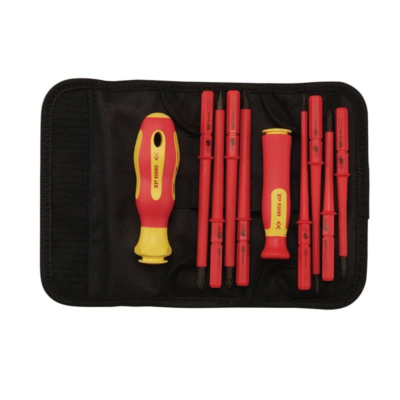 Draper XP1000 05721 Lot de 10 tournevis de précision | Lame interchangeable à double isolation VDE | Ensemble de tournevis pour