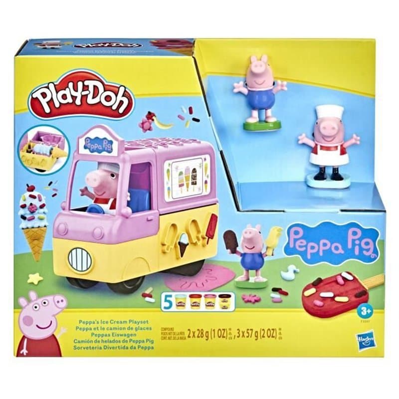 Play-Doh Peppa et le camion de glaces, figurines Peppa et George, 5 pots de pâte a modeler, des 3 ans