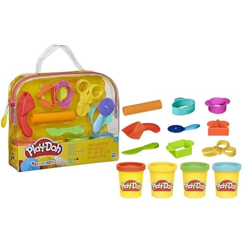 Play-Doh Mon 1er Kit, 9 accessoires avec étui de rangement et 4 pots de pâte a modeler, loisir créatif pour tout-petits, Des 3 a