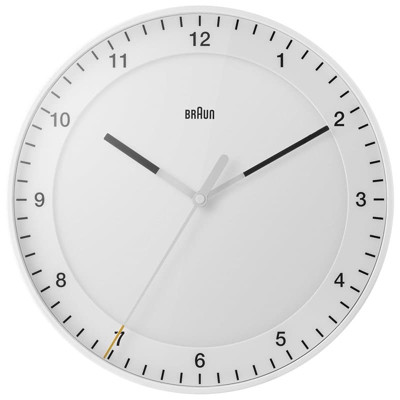Braun Grande Horloge Murale analogique Classique avec Mouvement de Balayage Silencieux, Facile à Lire, diamètre de 30cm, en Blan